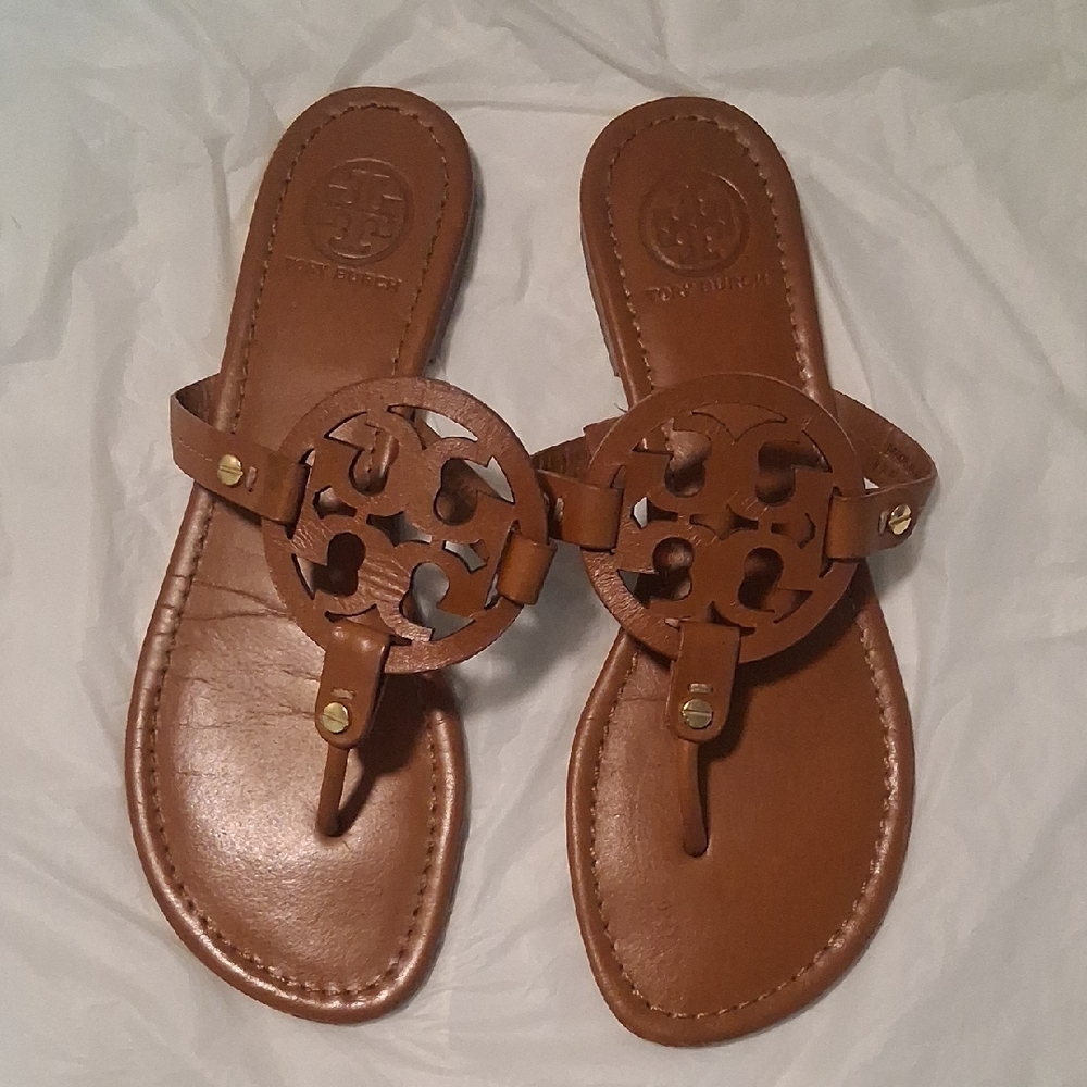 Tory Burch Leather Logo Thong Sandals